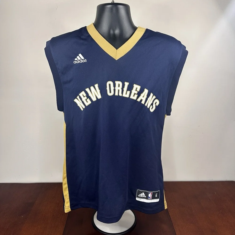 Adidas NBA New Orleans Pelicans Jersey Mens‎ Small Navy Blue Gold Excellent
